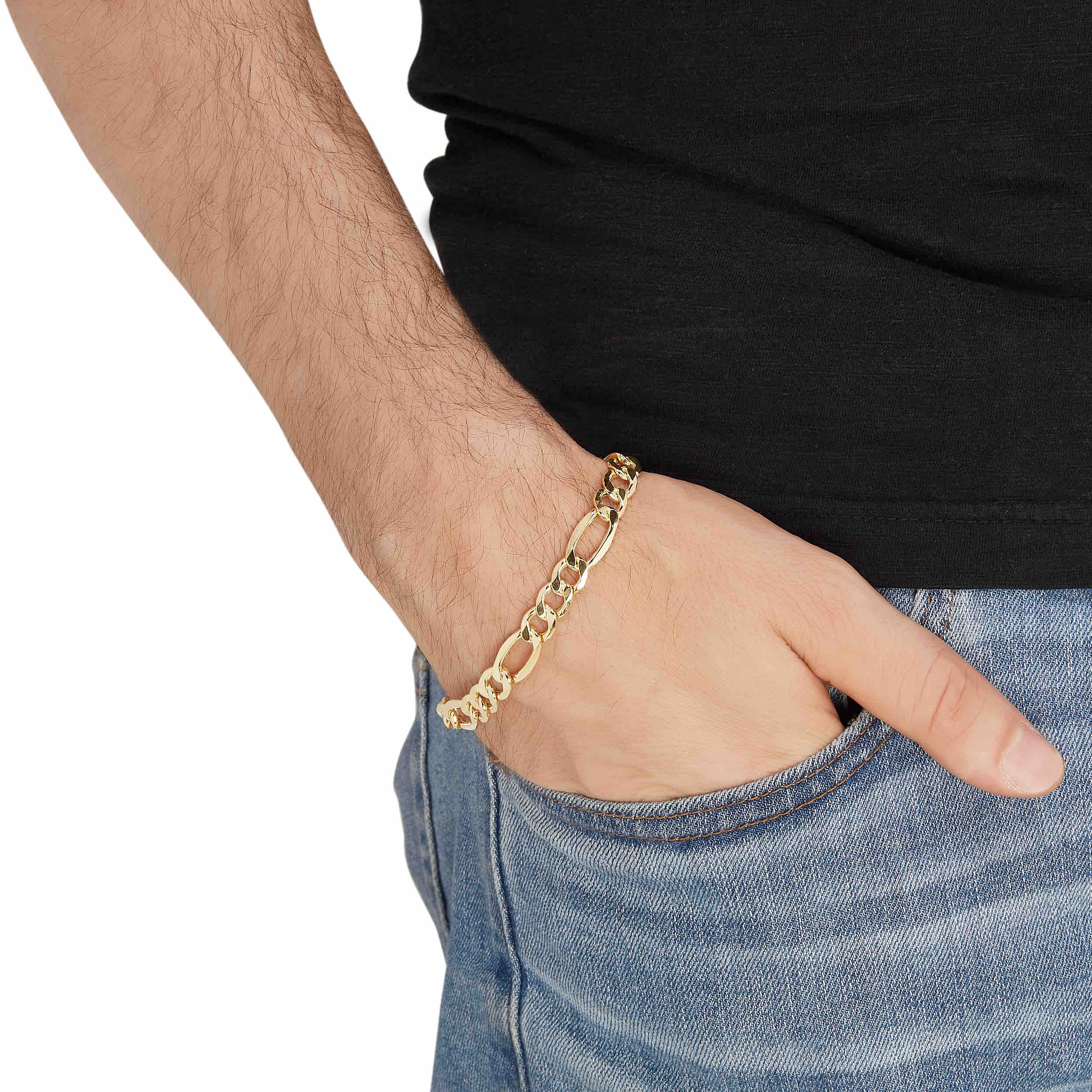 Mens gold sales figaro bracelet