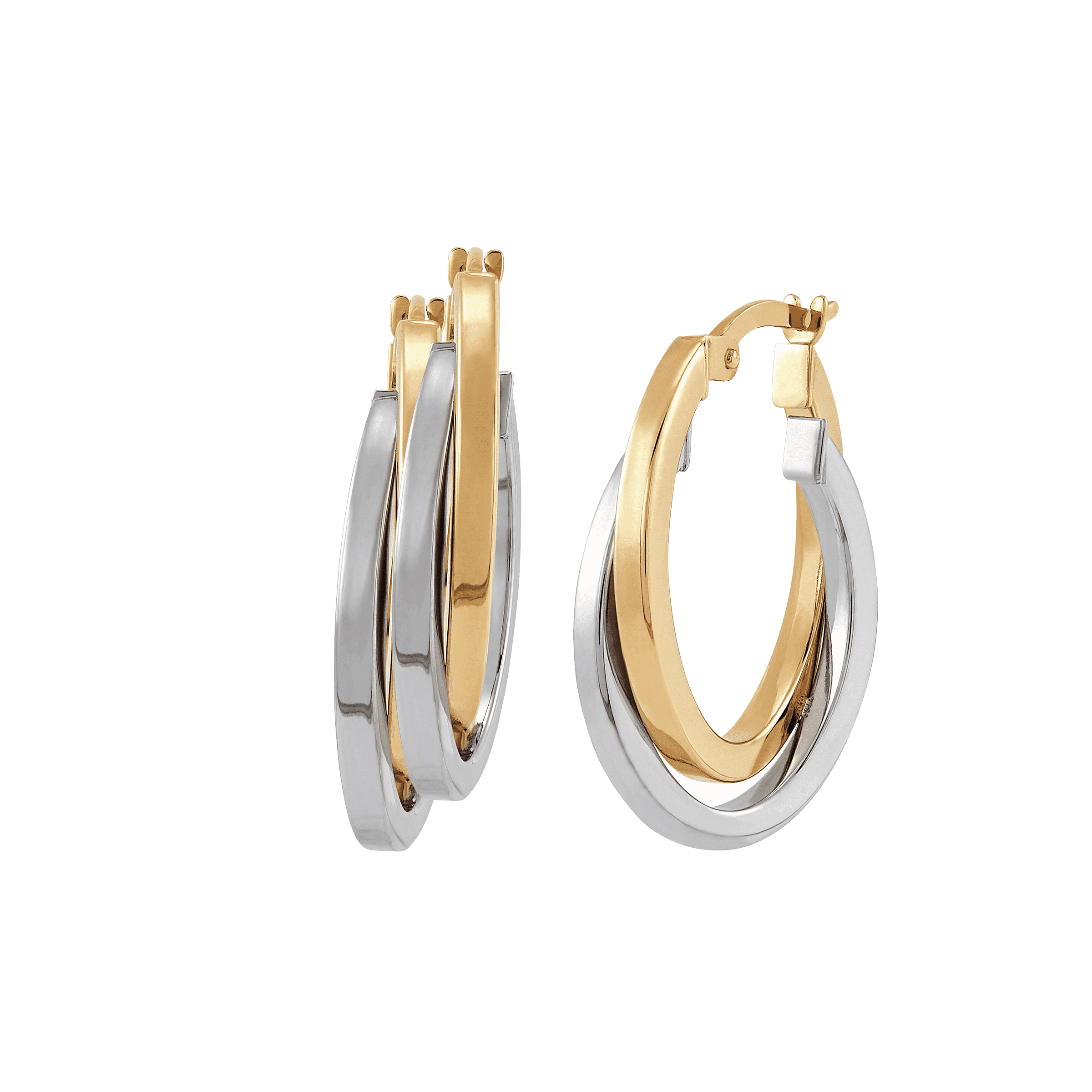 2 colour gold hoop earrings