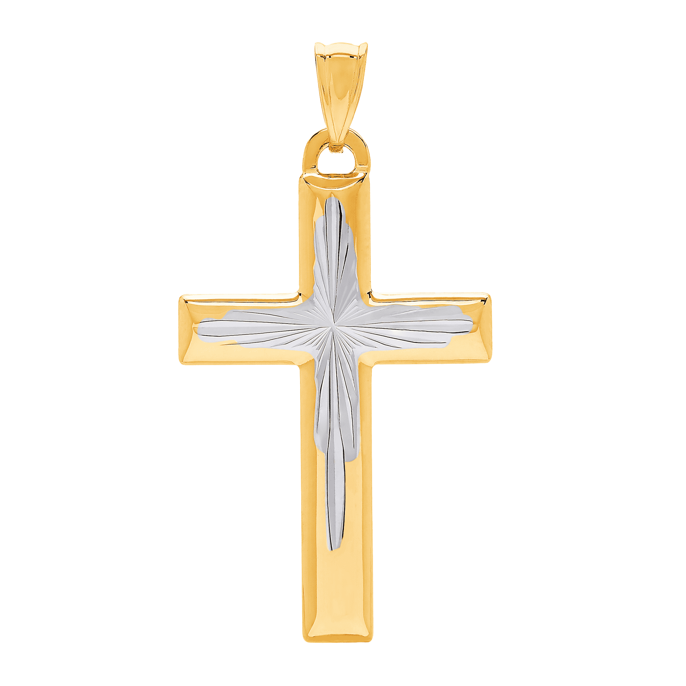 Welry Starburst Two-Tone Cross Charm in Two-Tone 14K Gold | Welry