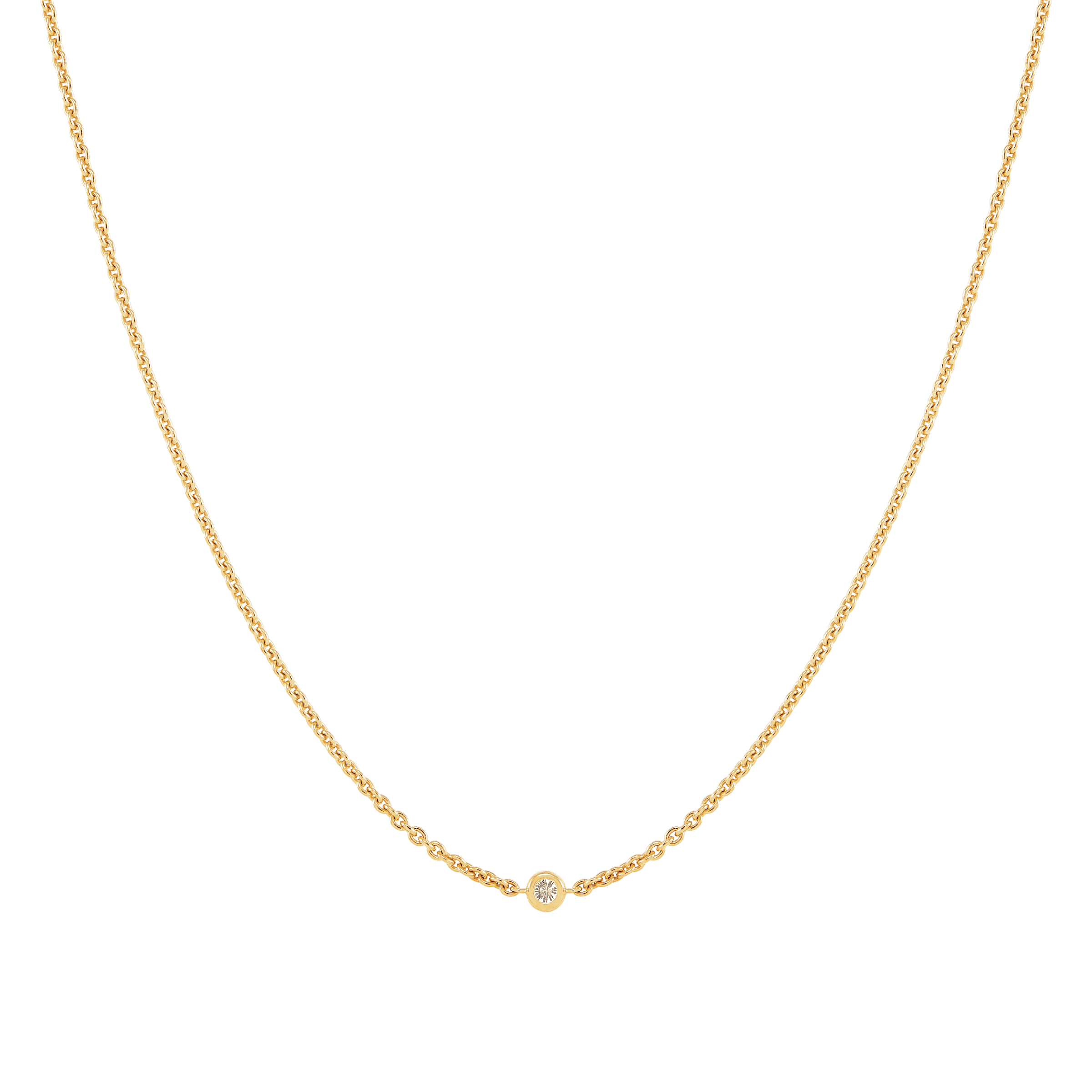 Welry 2.5mm Cable Chain Necklace with Diamond in 14K Yellow Gold, 17 ...