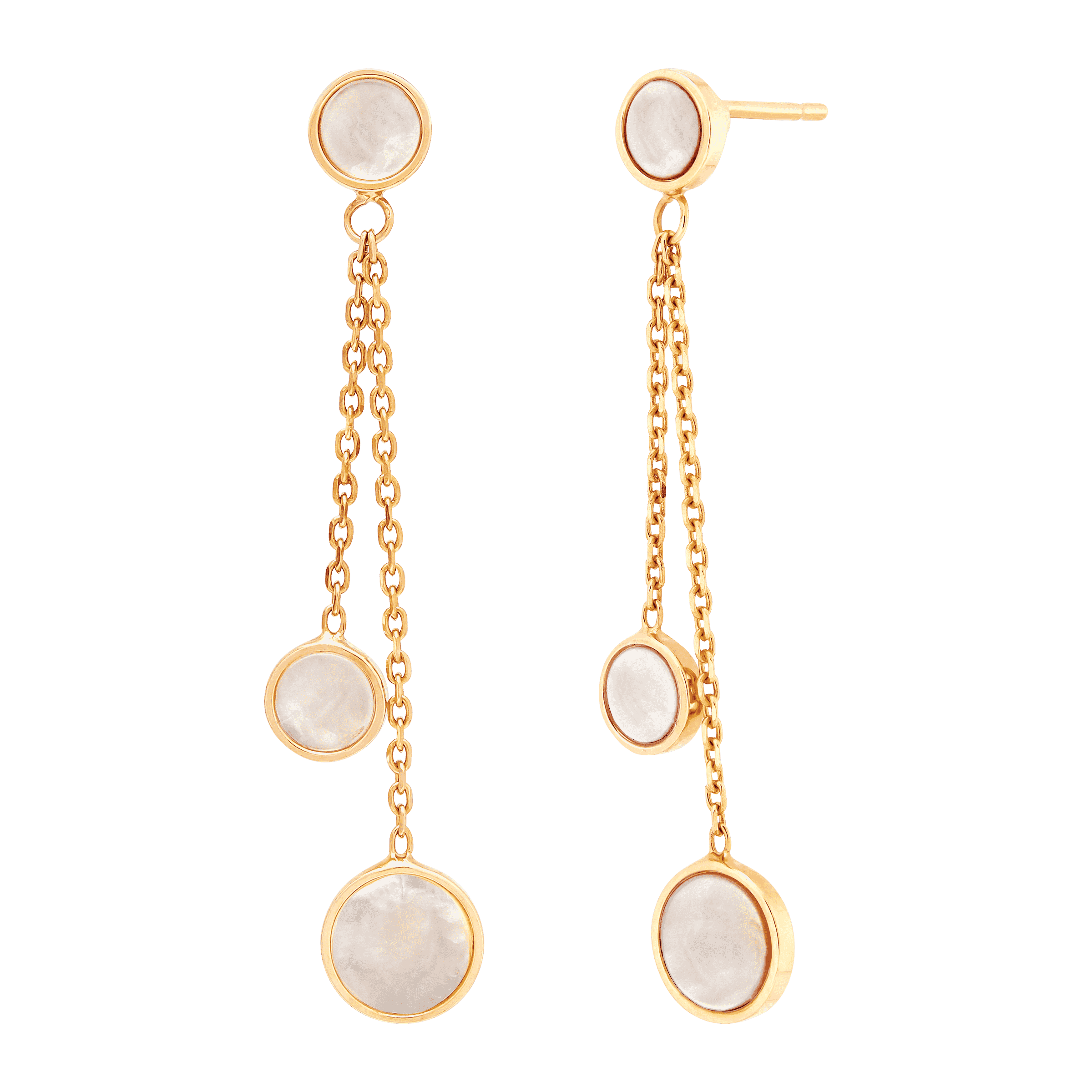 Welry White Mother-of-Pearl Lariat Drop Earrings in 14K Yellow