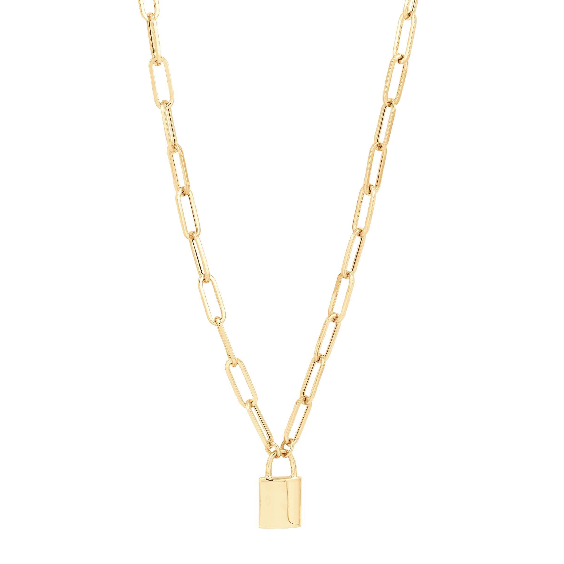 Men's Gold Padlock Necklace Pendant
