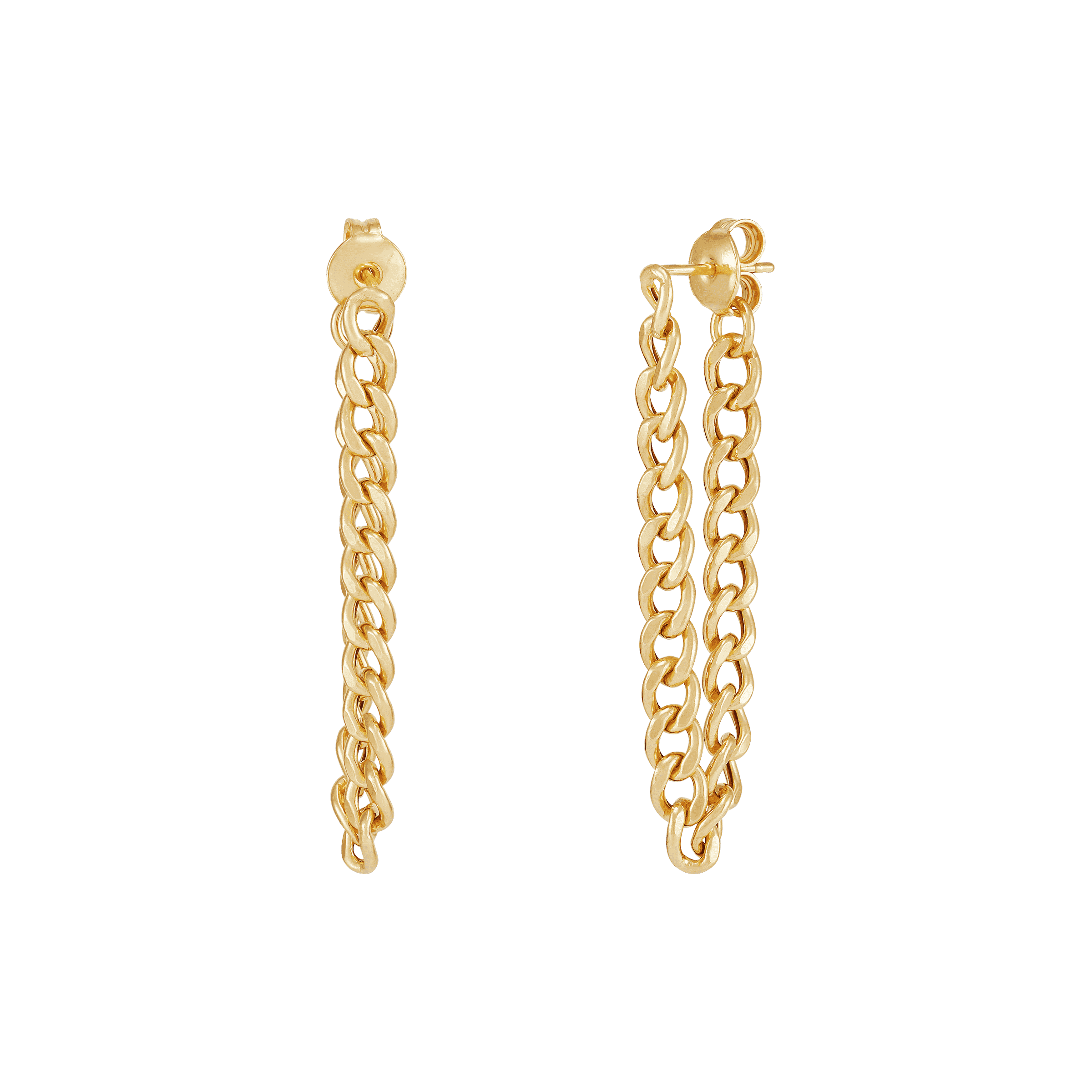 Emerald Front/Back Curb Chain Earrings