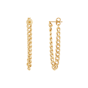 Curb Chain Hoops Gold Dangle Earrings Long Chain Earrings 