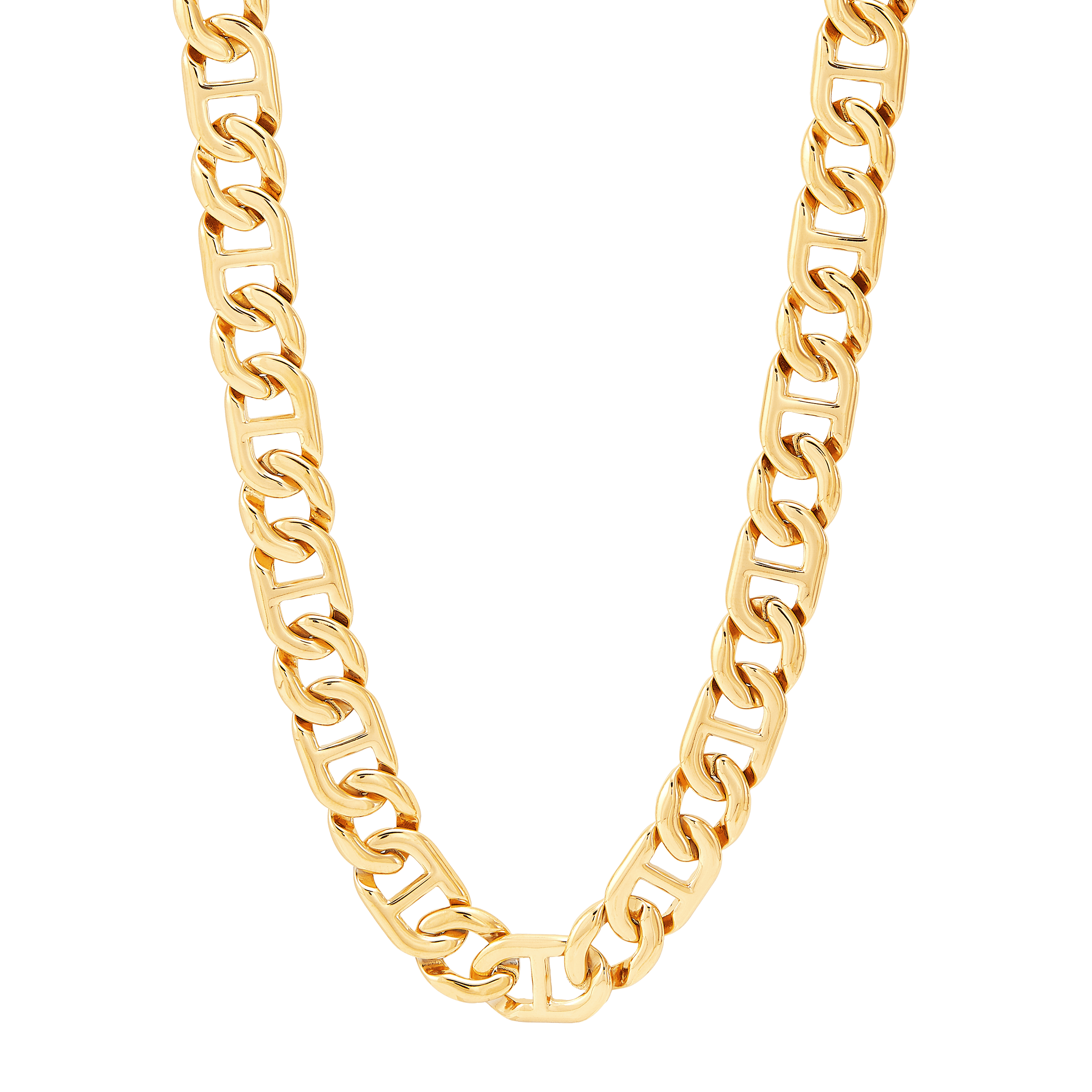 Welry Gold-Plated Stainless Steel 11mm Mariner Chain Necklace, 24