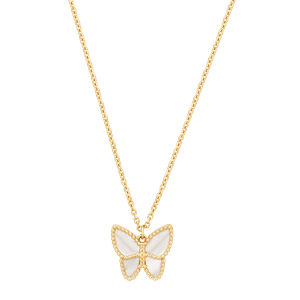 Sterling Silver and Mother of Pearl Butterfly Station Necklace