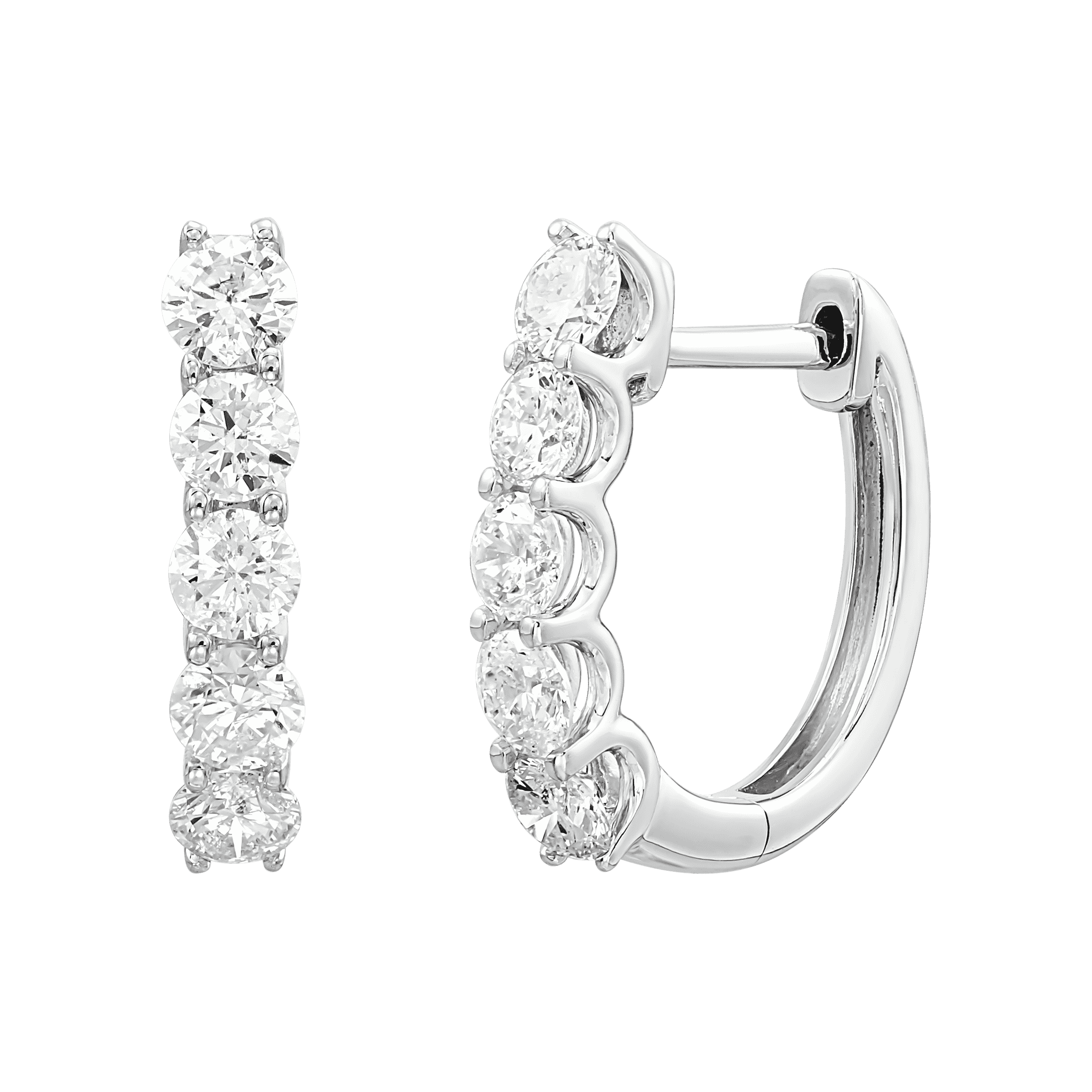 Pre-owned Welry Diamond 10mm Huggie Hoop Earrings In 10k White Gold