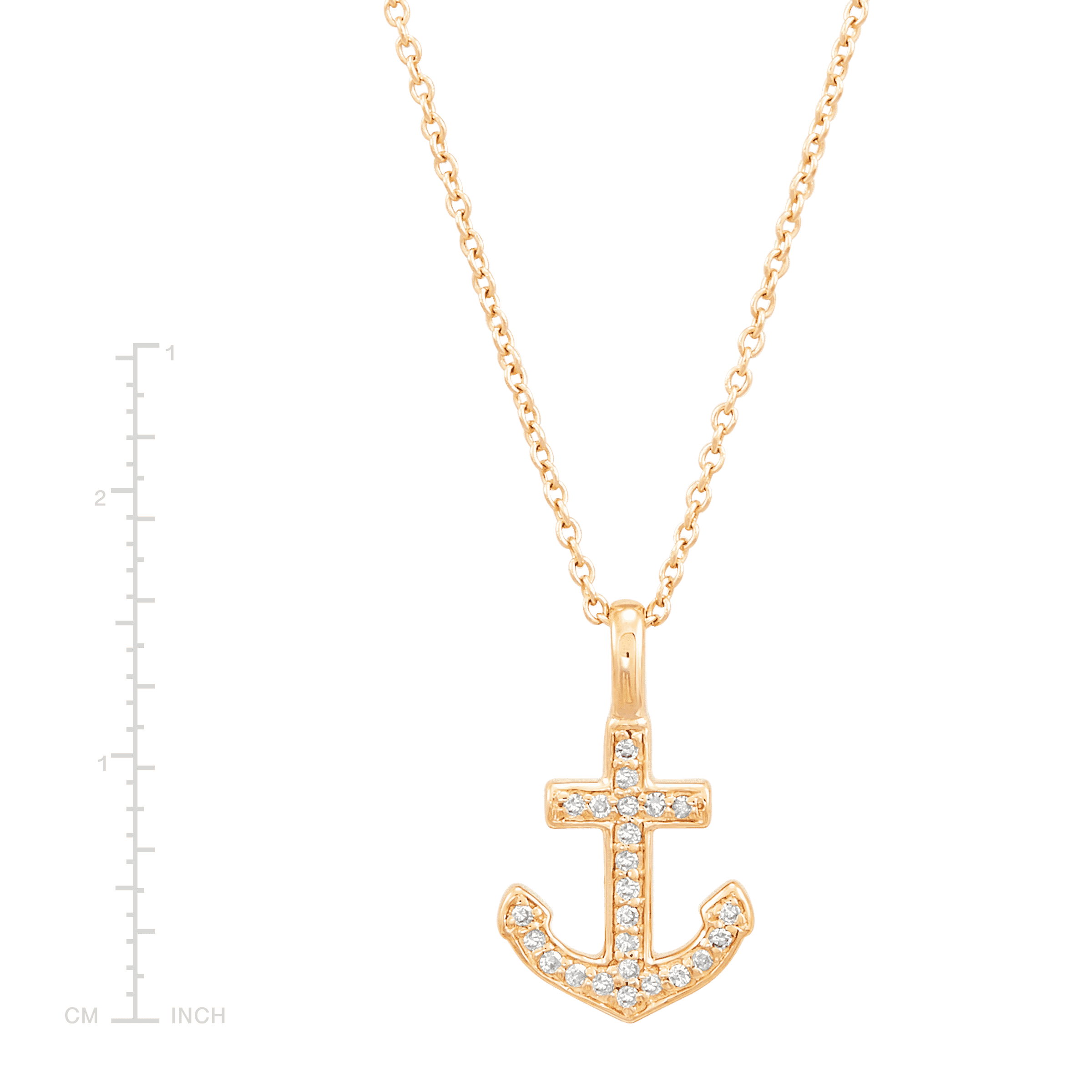 Welry Anchor Pendant Necklace with Diamonds in 10K Yellow Gold, 17