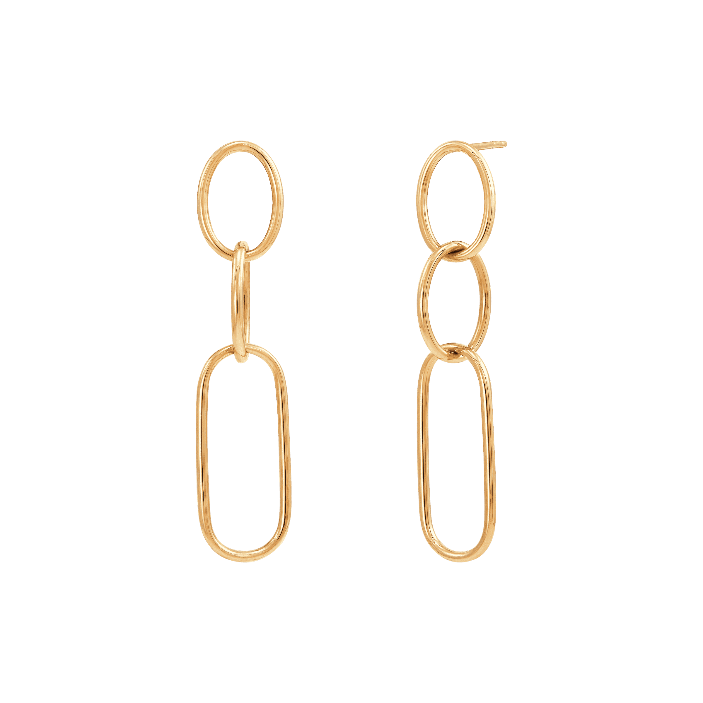 Pre-owned Welry Triple Oval Link Drop Earrings In 14k Yellow Gold