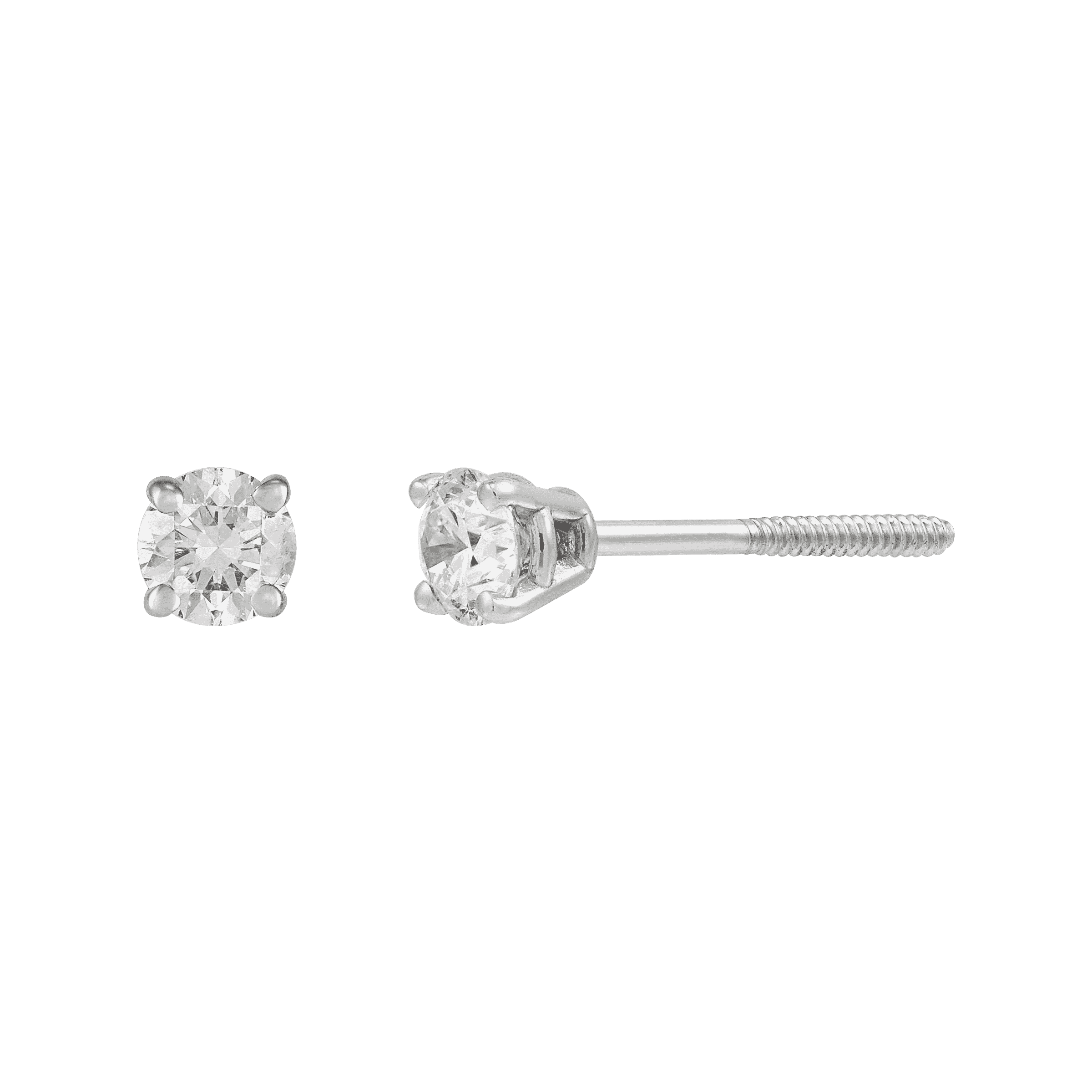 Welry 1/4 cttw Diamond Solitaire Stud Earrings in 14K White Gold