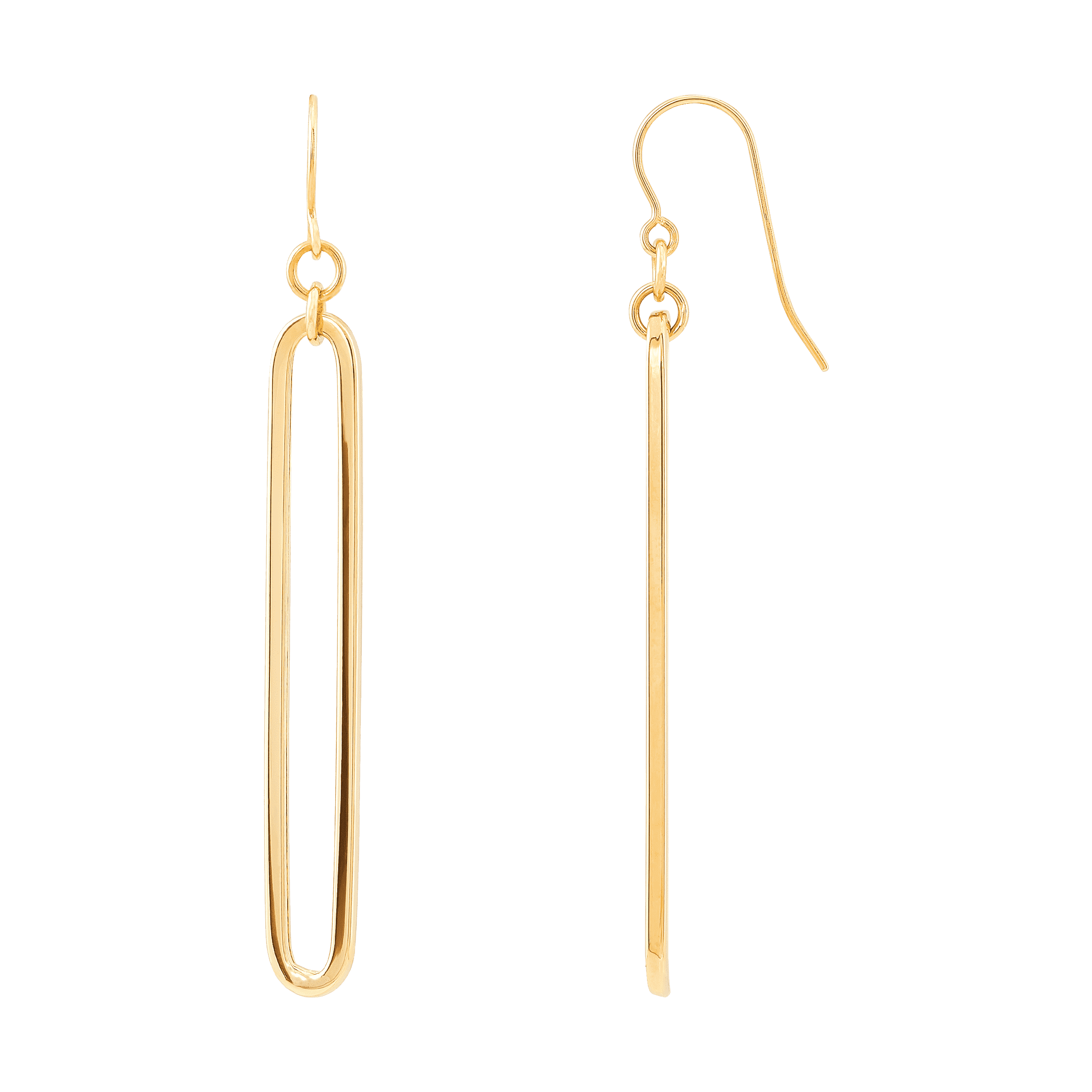 Welry Open Long Paperclip Drop Earrings in 14K Yellow Gold | Welry