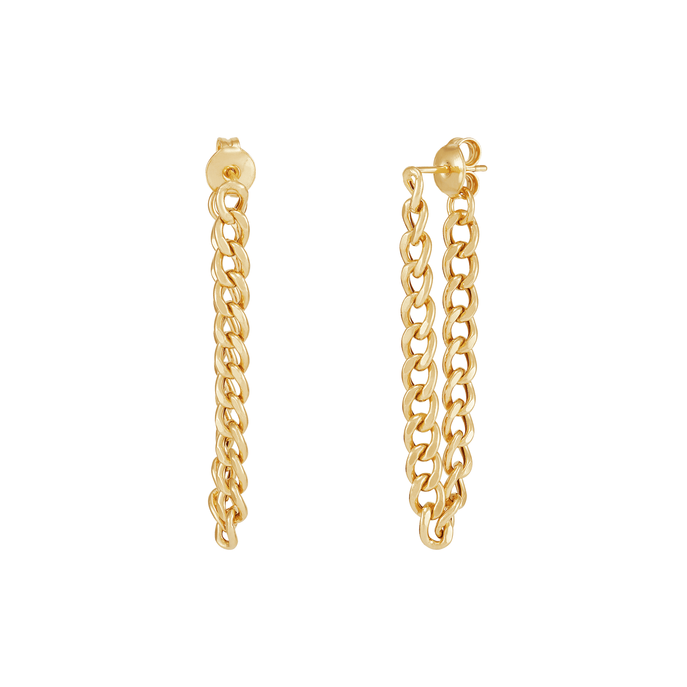 Welry Front and Back 3.7mm Curb Chain Earrings in 14K Gold-Plated