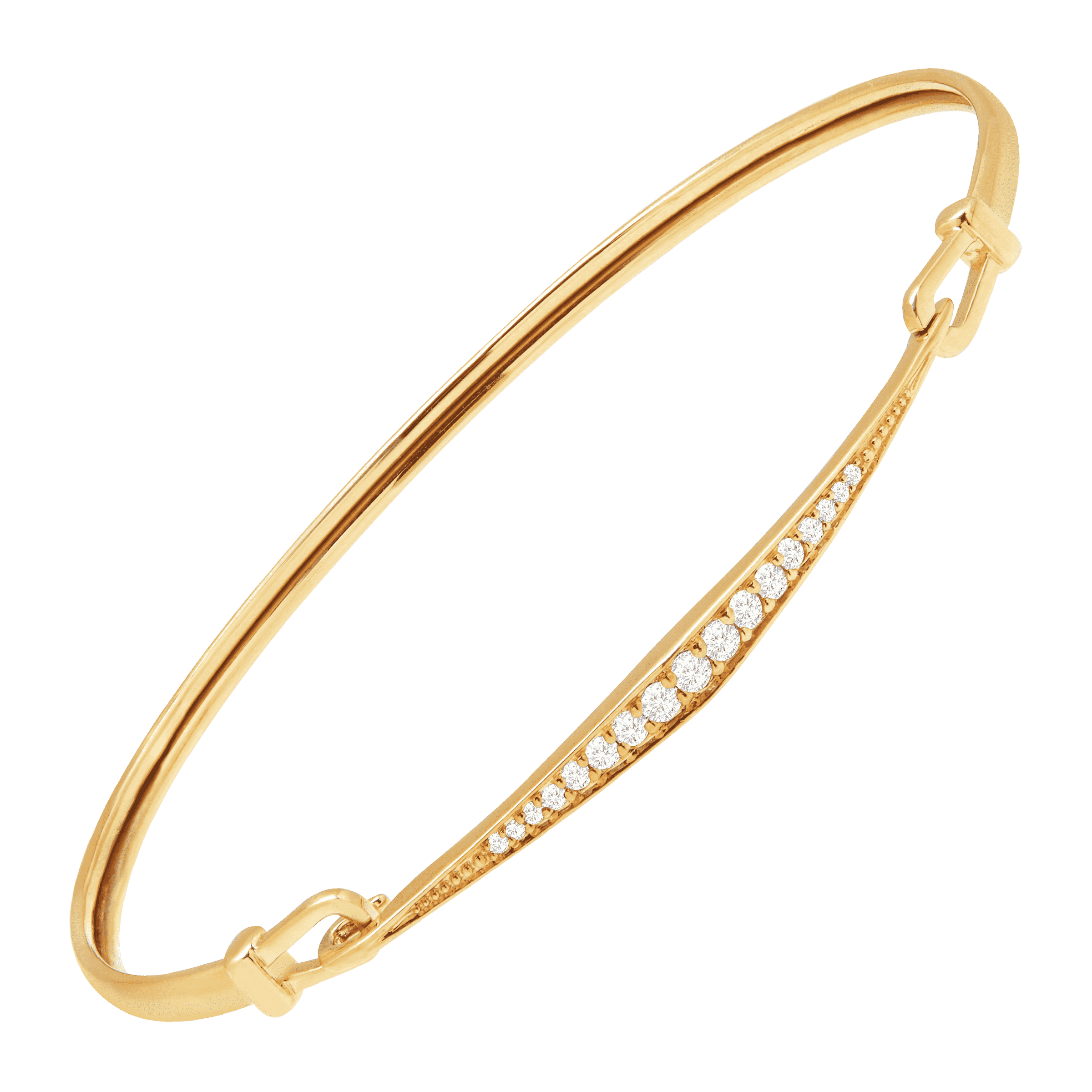 Pre-owned Welry 1/5 Cttw Diamond Hinged Bangle Bracelet In 14k Yellow Gold, 6.75" In White