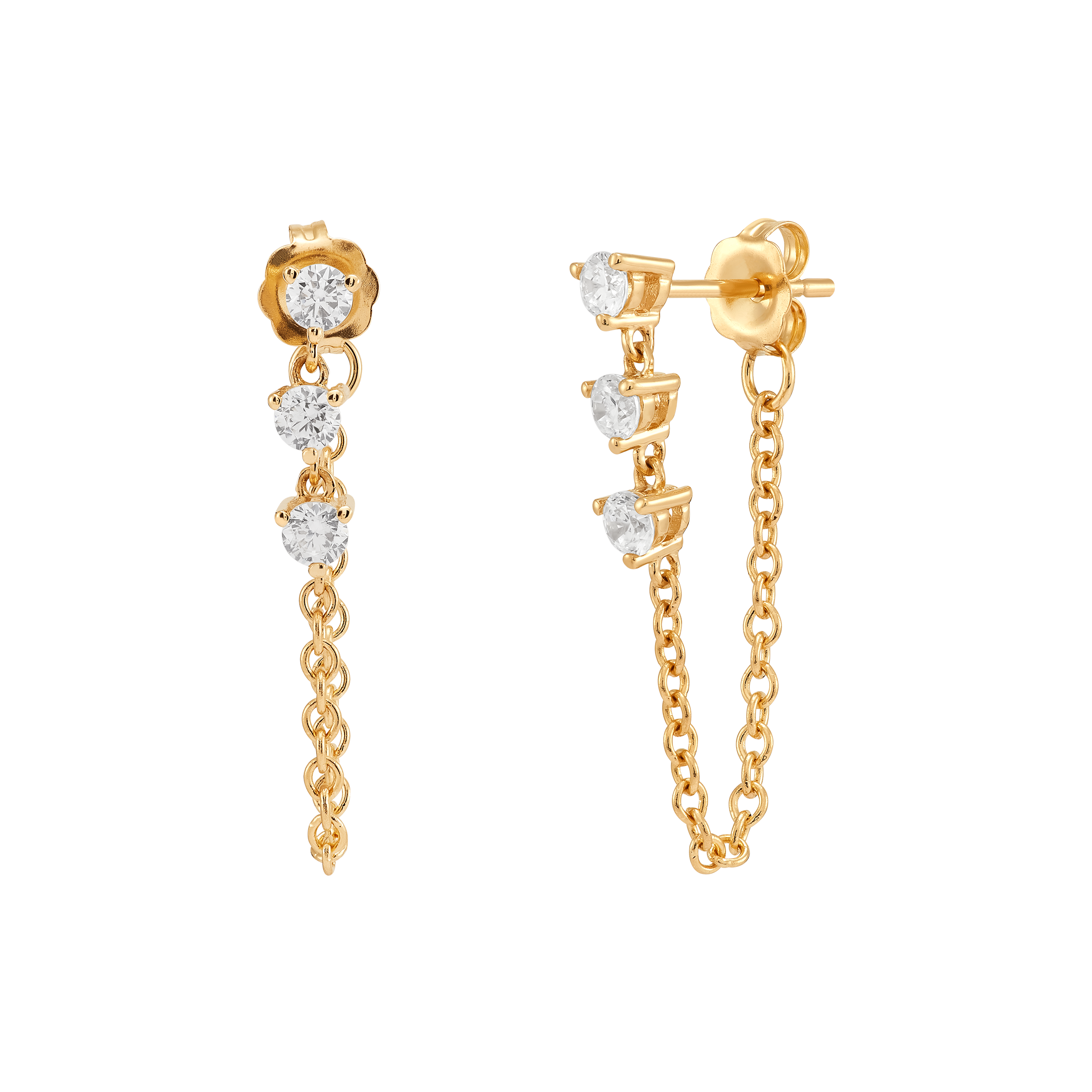 Chain Drop Earrings with Cubic Zirconia